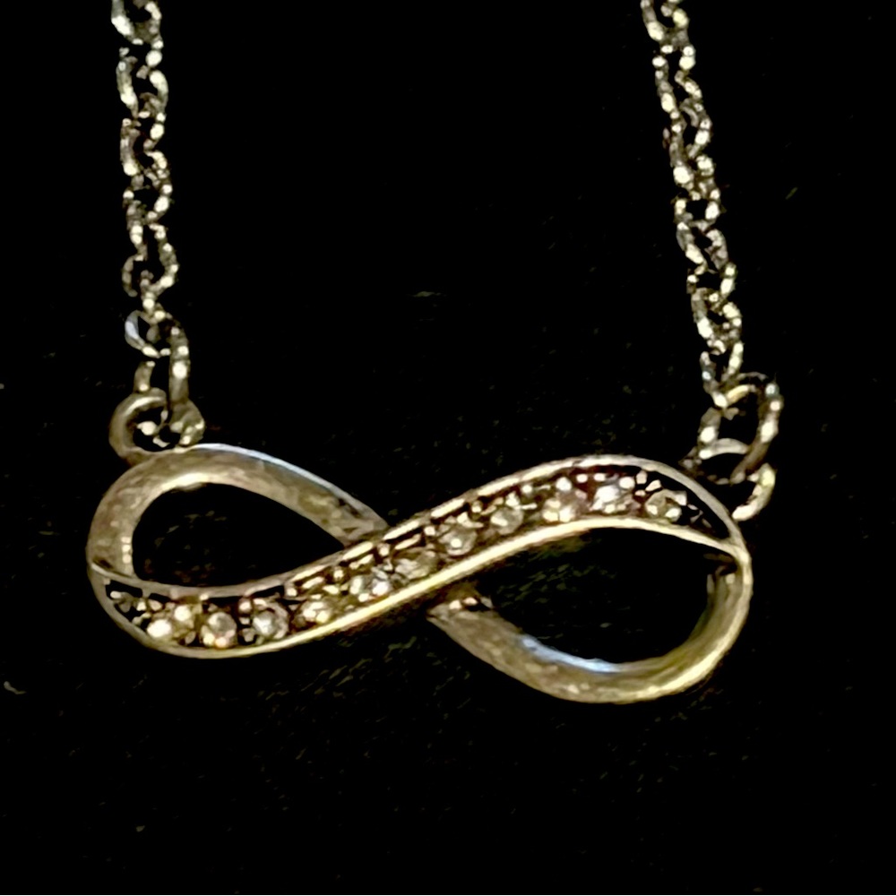 High polished Stainless Steel Infinity Necklace with Clear CZ adjustable